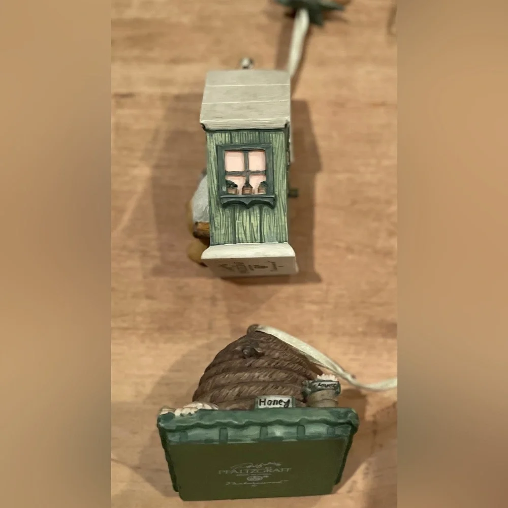 Pfaltzgraff Naturewood Decor figurines ornaments birdhouse beehive set of 2